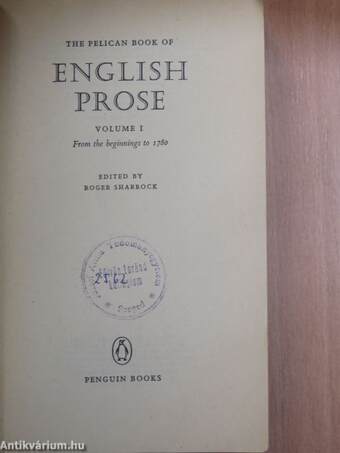 The Pelican Book of English Prose I.