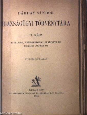 Dárday Sándor Igazságügyi törvénytára II.