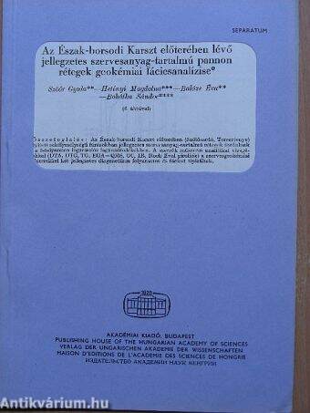 Az Észak-borsodi Karszt előterében lévő jellegzetes szervesanyag-tartalmú pannon rétegek geokémiai fáciesanalízise