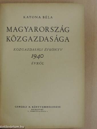 Magyarország közgazdasága 1940