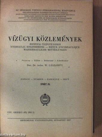 Vízügyi Közlemények 1957-1958., 1961. (vegyes számok) (4db)/Vízgazdálkodási Műszaki Szemle 1958/1.