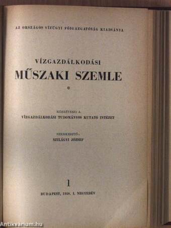 Vízügyi Közlemények 1957-1958., 1961. (vegyes számok) (4db)/Vízgazdálkodási Műszaki Szemle 1958/1.