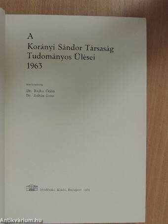 A Korányi Sándor Társaság tudományos ülései III.