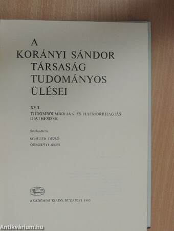 A Korányi Sándor Társaság tudományos ülései XVII.