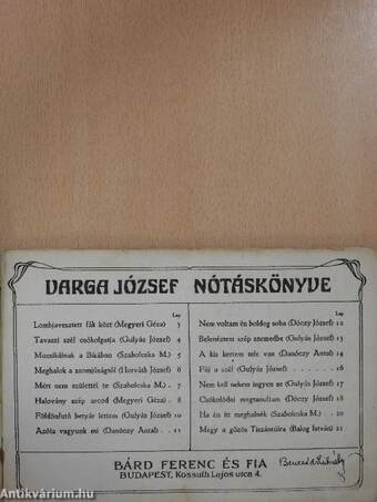 Varga József nótáskönyve