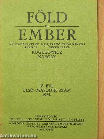 Föld és Ember 1925/1-2.