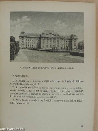 Tájékoztató a magyar felsőoktatási intézményekről 1966