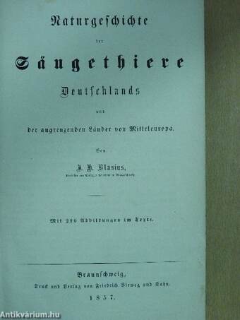 Naturgeschichte der Säugethiere Deutschlands und der angrenzenden Länder von Mitteleuropa (gótbetűs)