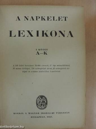 A napkelet lexikona I-II. (Tiltólistás kötet)