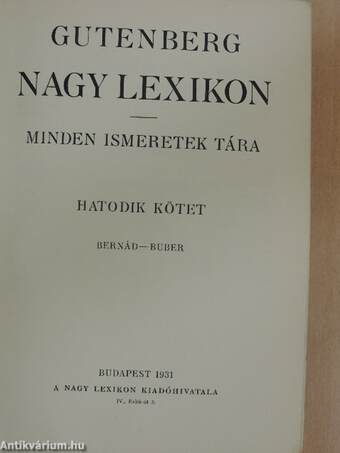 Gutenberg Nagy Lexikon VI. (töredék)