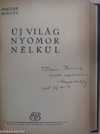 A gazdasági rend/A gazdasági nyilvántartás alapvetése/Új világ nyomor nélkül (dedikált példány)