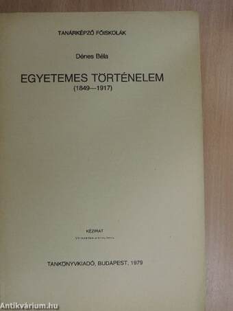 Egyetemes történelem 1849-1917