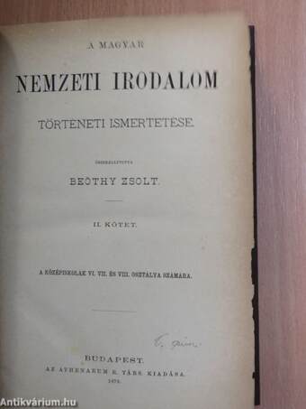 A magyar nemzeti irodalom történeti ismertetése II.