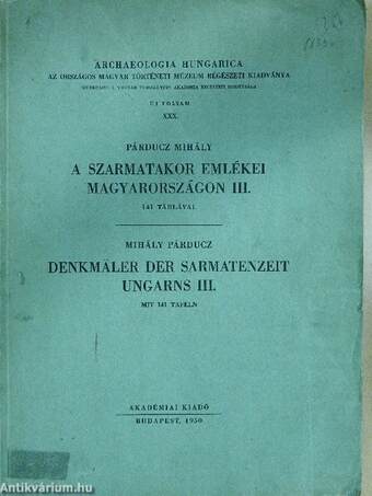 A szarmatakor emlékei Magyarországon III.