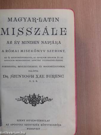 Magyar-Latin misszále