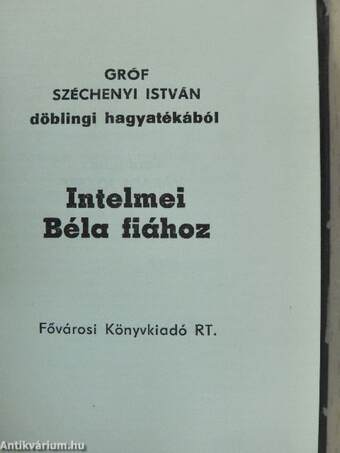 Intelmei Béla fiához (minikönyv) (számozott)