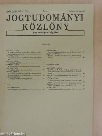 Jogtudományi Közlöny 1988. január-december