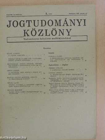 Jogtudományi Közlöny 1982. (nem teljes évfolyam)