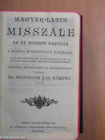 Magyar-Latin misszále