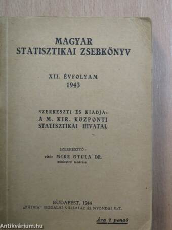 Magyar statisztikai zsebkönyv 1943.