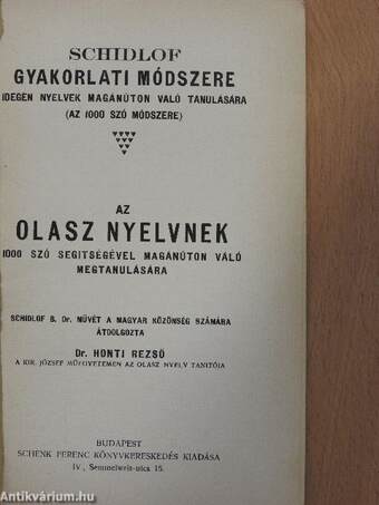 Schidlof gyakorlati módszere - Olasz 1-10. füzet