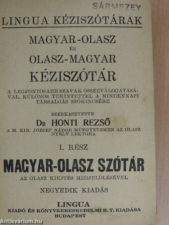 Magyar-olasz és olasz-magyar kéziszótár I-II.