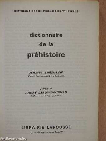 Dictionnaire de la préhistoire