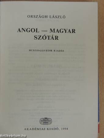 Angol-magyar szótár