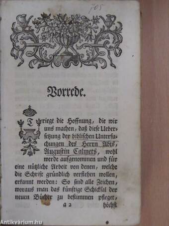 Augustin Calmets Biblische Untersuchungen I-II. (gótbetűs) (Bajza Sámuel könyvtárából)