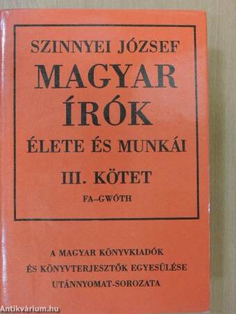 Magyar írók élete és munkái III. (töredék)