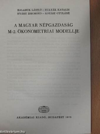 A magyar népgazdaság M-2. ökonometriai modellje