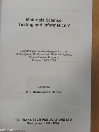 Materials Science, Testing and Informatics V