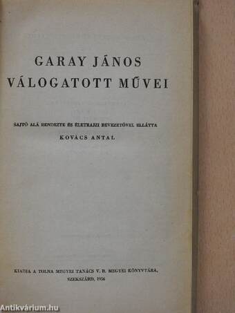 Garay János válogatott művei