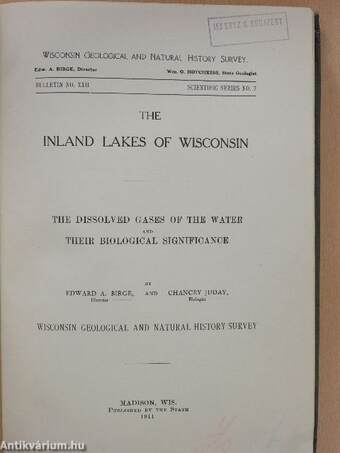 The Inland Lakes of Wisconsin (Ifj. Dr. Entz Géza könyvtárából)