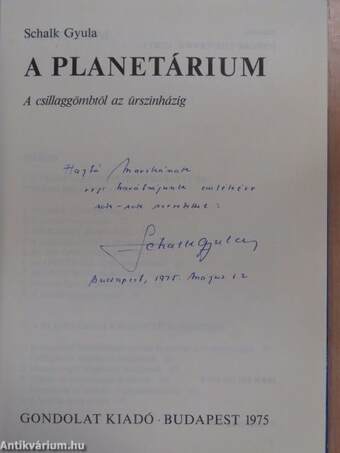 A planetárium (dedikált példány)