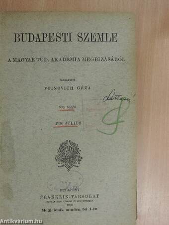 Budapesti Szemle 218. kötet 632., 633., 634. szám