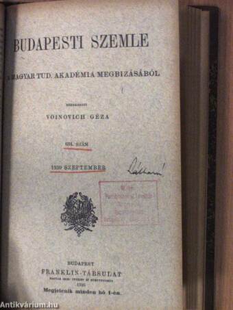 Budapesti Szemle 218. kötet 632., 633., 634. szám