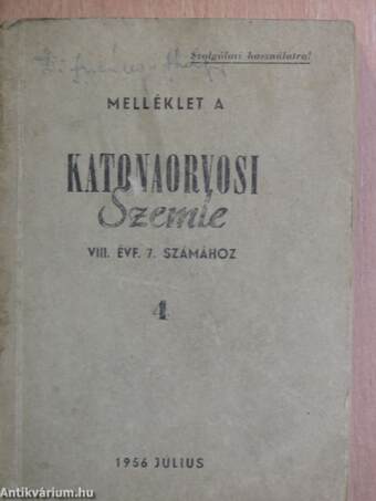 Melléklet a Katonaorvosi szemle VIII. évf. 7. számához