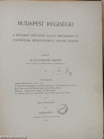 Budapest régiségei V-VII.