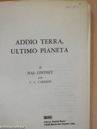 Addio terra, ultimo pianeta