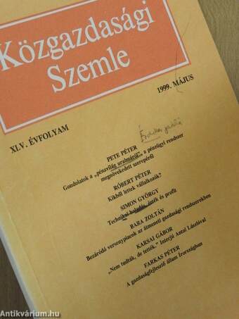 Közgazdasági szemle 1999. (nem teljes évfolyam)