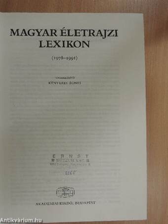 Magyar Életrajzi Lexikon IV.