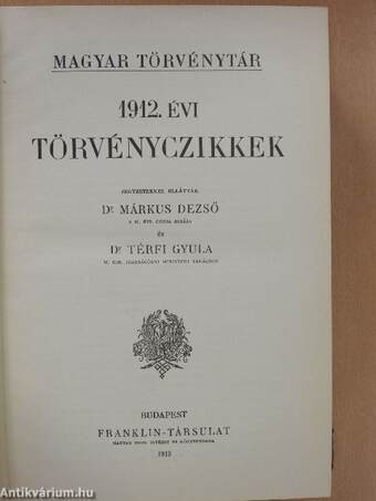 1912. évi törvényczikkek