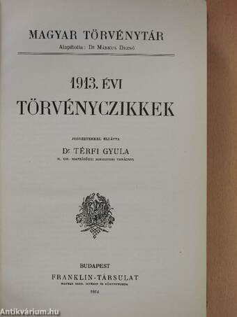 1913. évi törvényczikkek