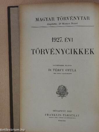 1927. évi törvénycikkek