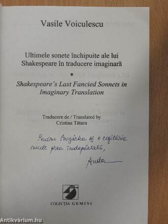 Ultimele sonete inchipuite ale lui Shakespeare in traducere imaginara