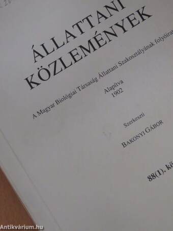 Állattani Közlemények 88(1). (dedikált példány)