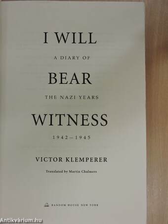 I Will Bear Witness