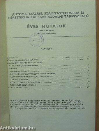 Automatizálási, számítástechnikai és méréstechnikai szakirodalmi tájékoztató 1983. január-december