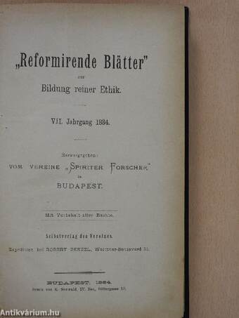 "Reformirende Blätter" zur Bildung reiner Ethik VII.